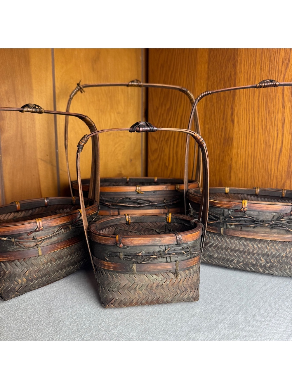 Handmade Woven Nesting Market Baskets Set Of 4 Rustic Farmhouse Decor